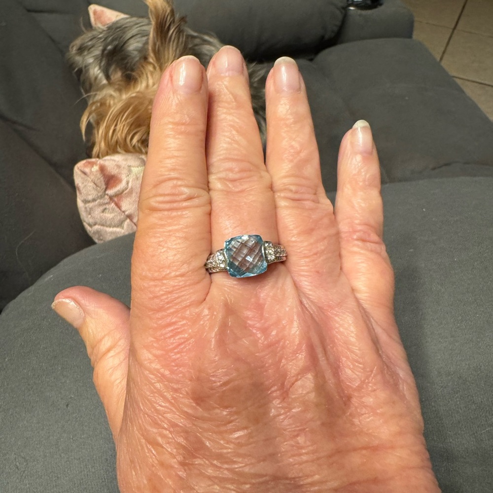 Judith Ripka Blue and Silver Ring